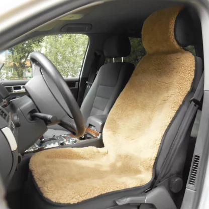 Накидка коричневая на флисе на сиденье авто из овечьей шерсти 55×143 см