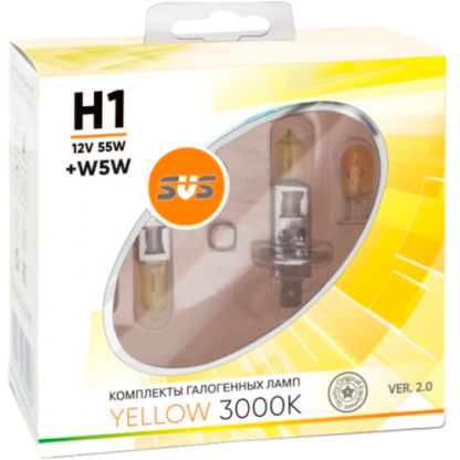 Комплект галогенных ламп SVS Yellow 3000K H1 + W5W Ver.2.0
