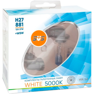 Комплект галогенных ламп SVS White 5000K H27 (881) + W5W White Ver.2.0