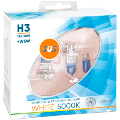 Комплект галогенных ламп SVS White 5000K H3 + W5W White Ver.2.0