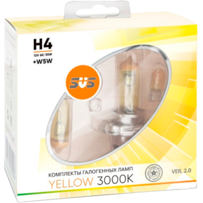 Комплект галогенных ламп SVS Yellow 3000K H4 + W5W Ver.2.0