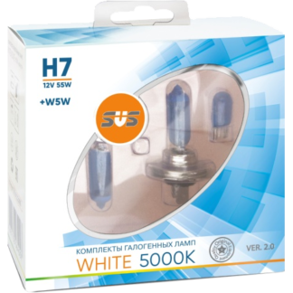 Комплект галогенных ламп SVS White 5000K H7 + W5W White Ver.2.0