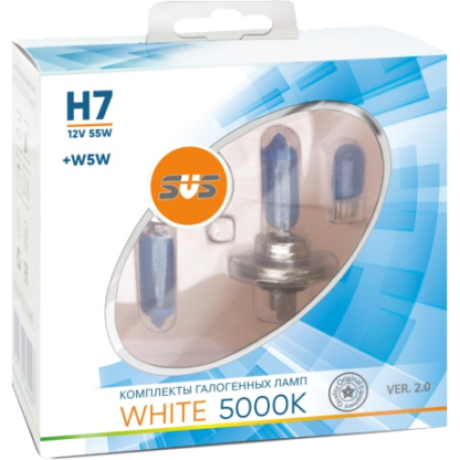 Комплект галогенных ламп SVS White 5000K H7 + W5W White Ver.2.0