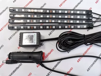 RGB подсветка салона авто 12 диодов, приложение прикуриватель FWD-12