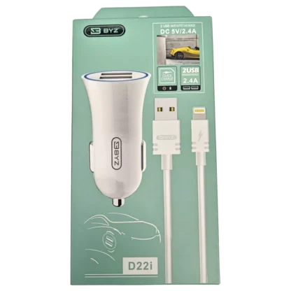 Штекер в прикуриватель 2 USB с проводом зарядки на айфон