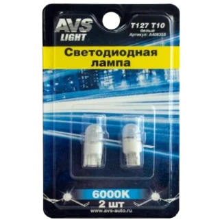 Лампочка светодиодная AVS T127 T10 /белый/ (W2.1x9.5d) 1SMD 3030 12V 1W