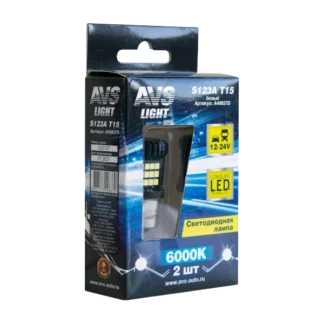 Комплект LED ламп AVS S123A T15 /белый/ (BA15S) 18SMD 3030 12-24V 1 contact