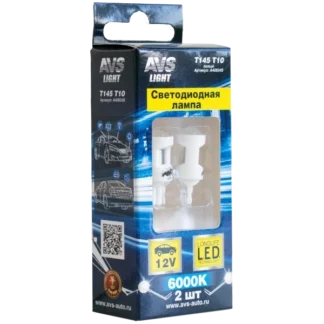 Комплект LED ламп AVS T145 T10 /белый/ (W2.1x9.5d) CANBUS 6SMD 3030 12V 2W