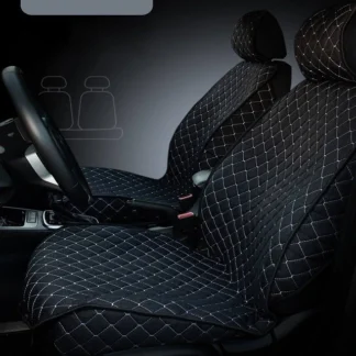 Комплект передних накидок Лен с закрытыми боками цвет черный - белая