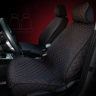 Комплект передних накидок Лен с закрытыми боками цвет черный - красная