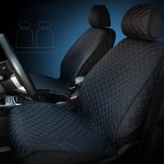 Комплект передних накидок Лен с закрытыми боками цвет черный - синяя