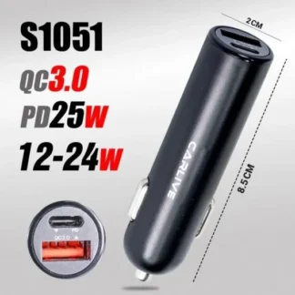 Штекер в прикуриватель CarLive USB + Type-C PD25W QC3.0 арт. CR-59