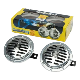 Сигнал звуковой 12V, 120 мм, цвет ХРОМ