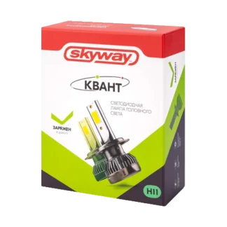 Комплект LED ламп головного света SKYWAY КВАНТ mini H11 PGJ19-2 12V 13W 1500Лм 6000К Белая