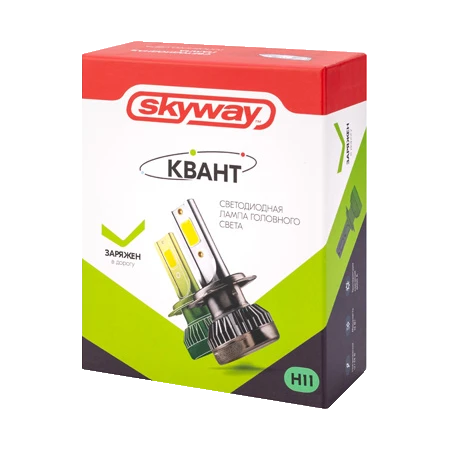 Комплект LED ламп головного света SKYWAY КВАНТ mini H11 PGJ19-2 12V 13W 1500Лм 6000К Белая Комплект LED ламп головного света SKYWAY КВАНТ mini H11 PGJ19-2 12V 13W 1500Лм 6000К Белая